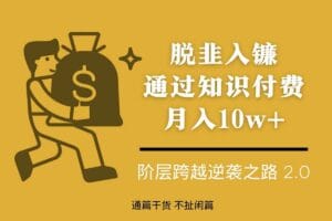 脱韭入镰，通过做“超级个体“月入10w+，普通人实现阶层跨越的最优解