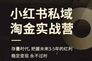 小红书私域淘金实战营,存量时代,把握未来3-5年的红利